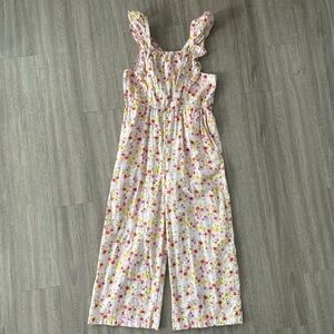 Tea Collection Flutter Strap Lightweight Cotton Jumpsuit Pink Floral Size 16
